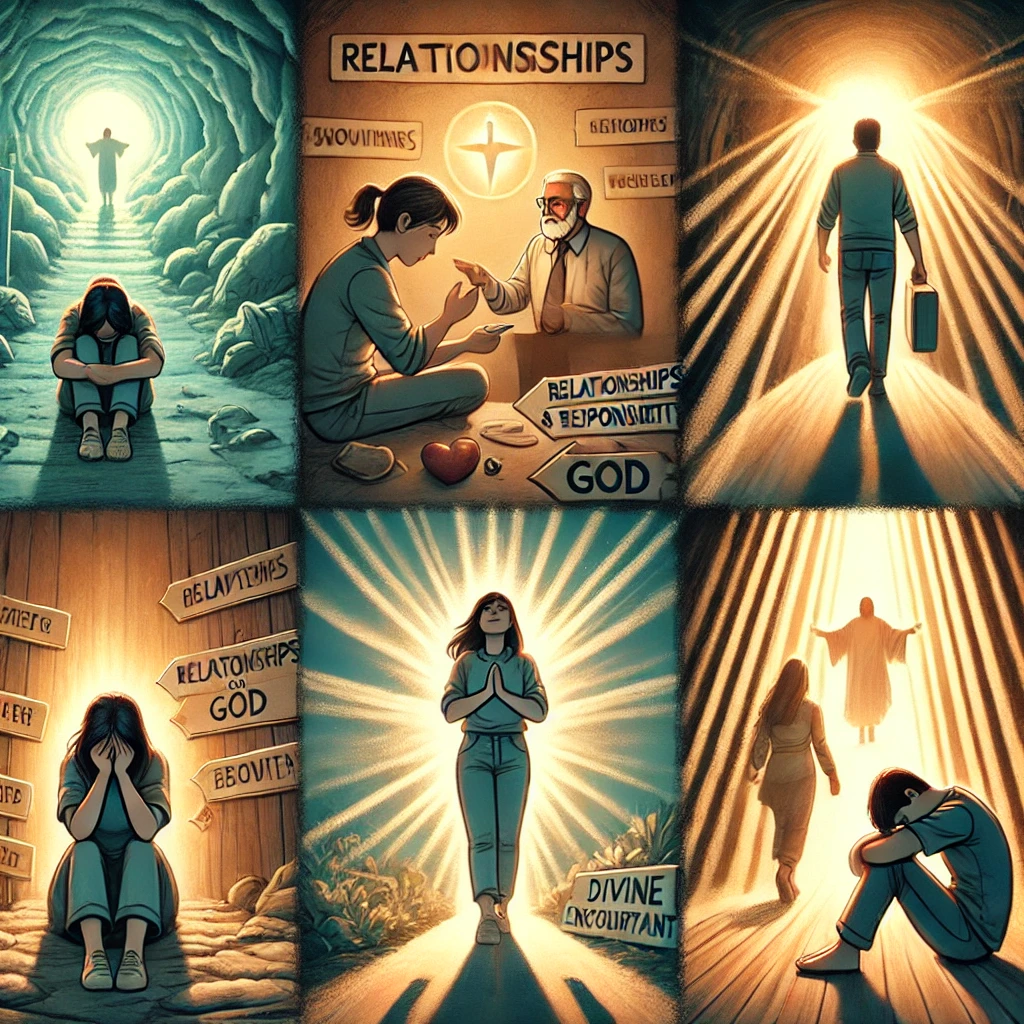 시편 94:18-19 말씀을 따라 하나님께서 염려와 걱정 속에서도 인도하시고, 격려하시며, 행복한 길로 이끄시는 모습이 담긴 이미지가 있습니다. 이러한 장면들은 하나님께 모든 염려를 맡길 때 평안과 기쁨을 얻게 되며, 주님이 항상 우리를 바른 길로 인도하신다는 믿음을 강조하고 있습니다. 🙏✨📖💛