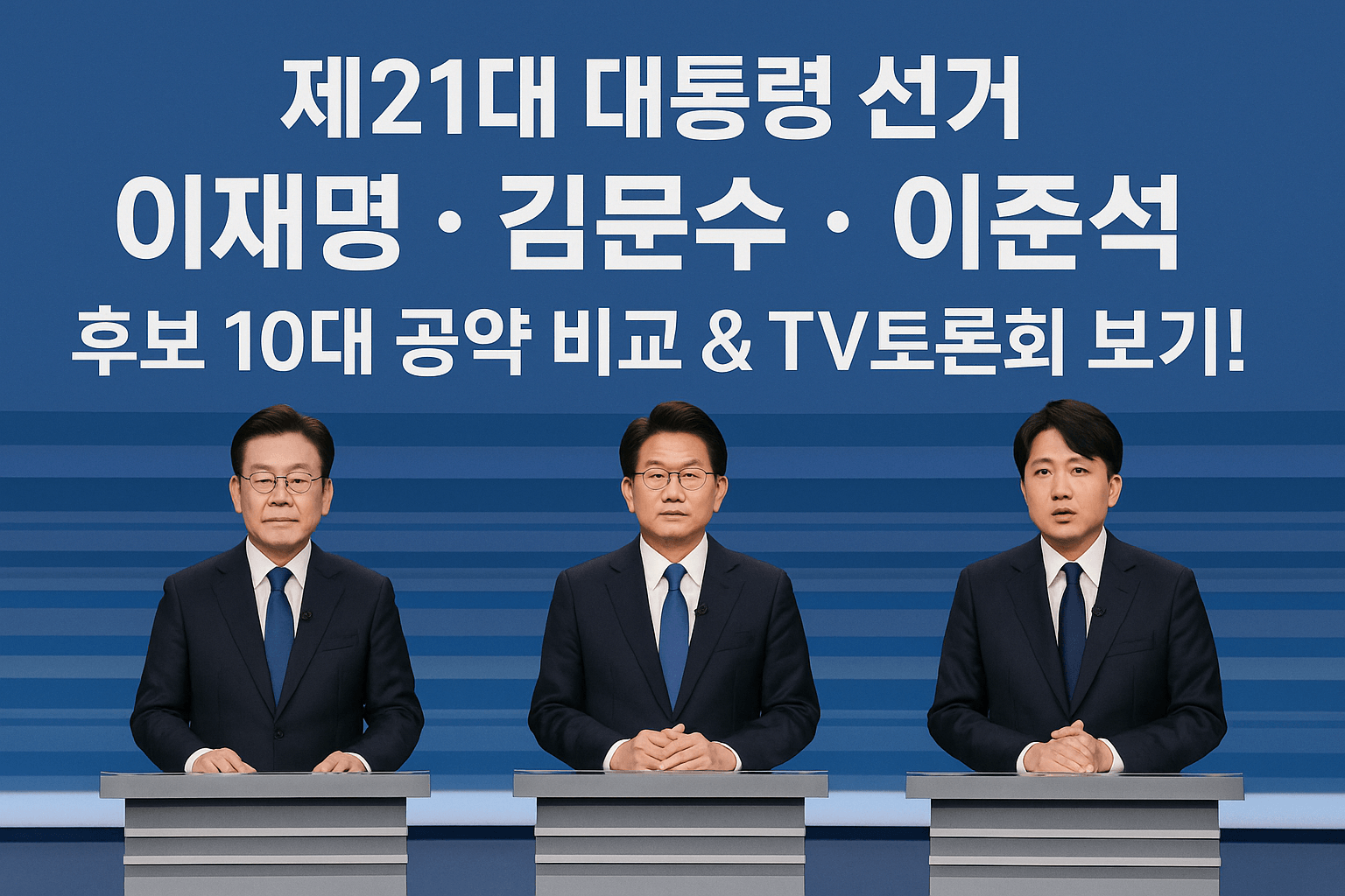 제21대 대통령 선거, 이재명 &middot; 김문수 &middot; 이준석 후보 10대 공약 비교 &amp; TV토론회 보기