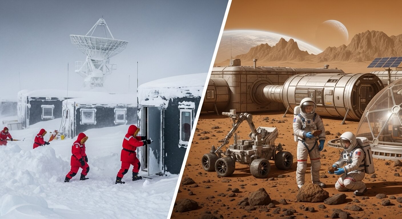 '남극 기지 + 우주기지의 환경을 비교해본다.' 관련 사진