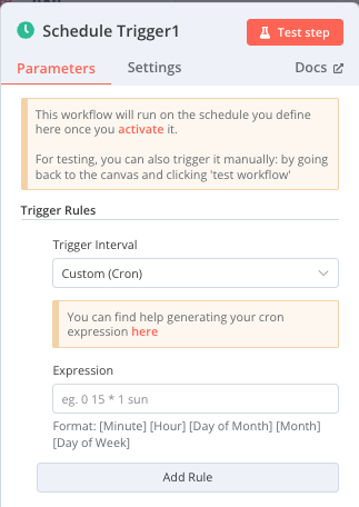 Schedule Trigger 상세설명