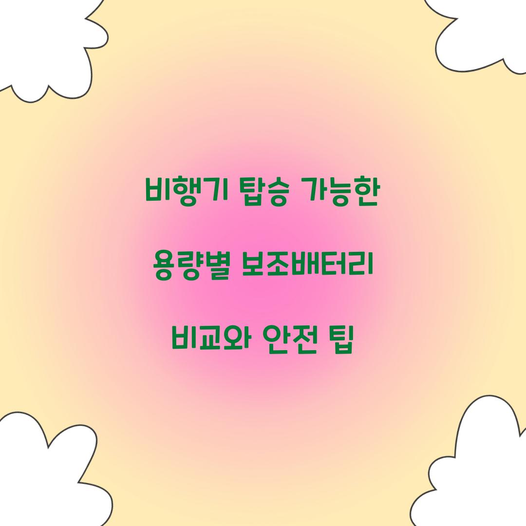 비행기 탑승 가능한 용량별 보조배터리 비교