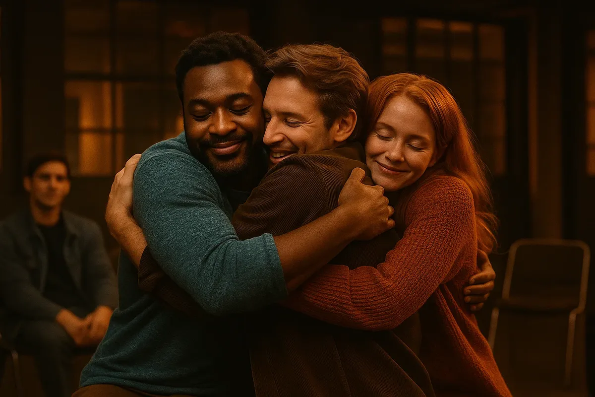 따뜻하게 포옹하는 세 친구