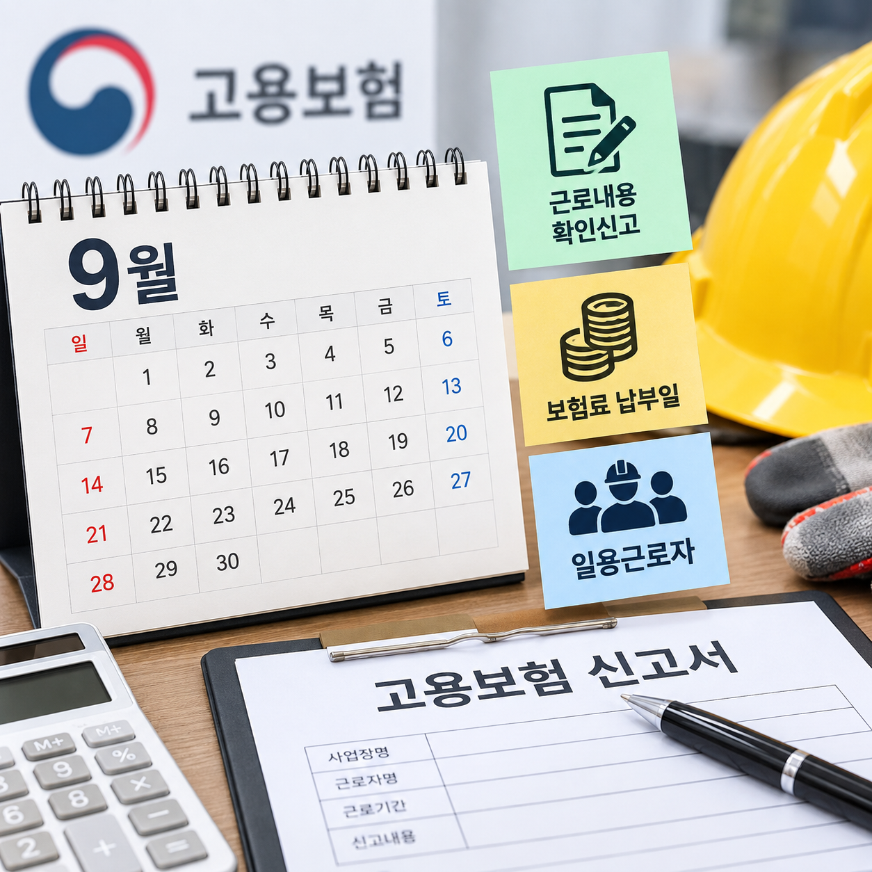 9월 고용보험 신고기간 일용근로자 근로내용확인신고·보험료 납부일 총정리