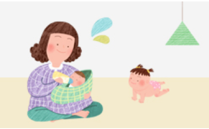 엄마가 우유를 먹이다