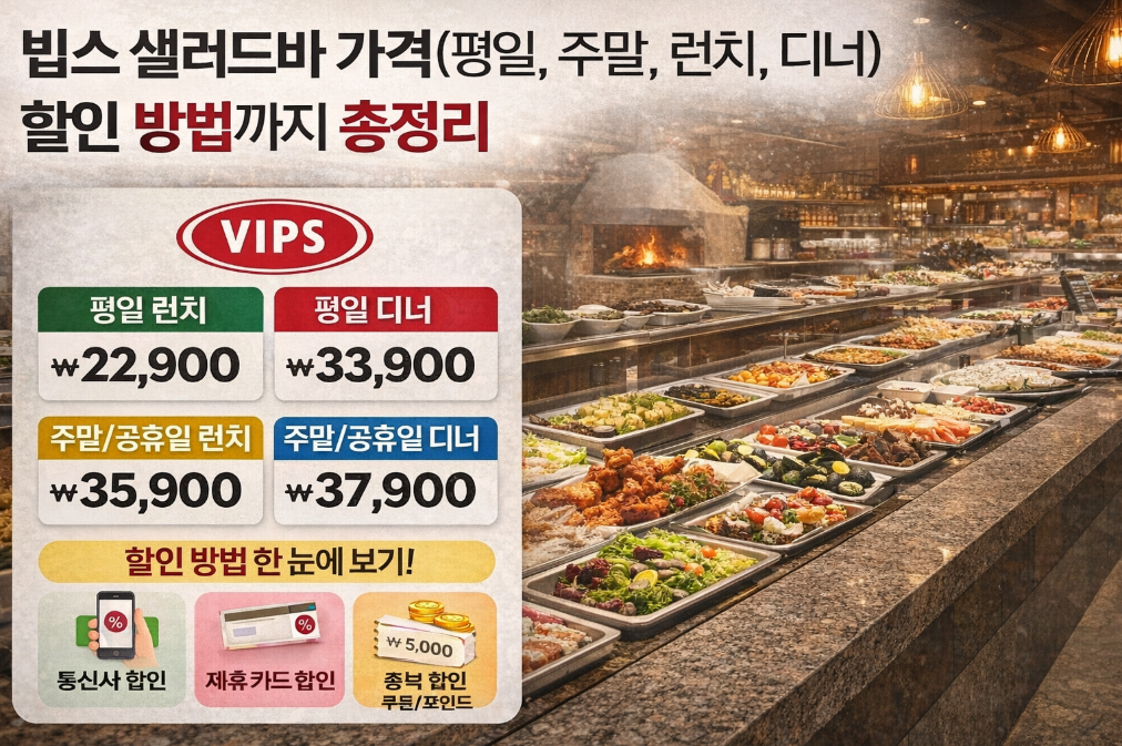 빕스 샐러드바 가격(평일, 주말, 런치, 디너) 할인 이것만 알면 끝