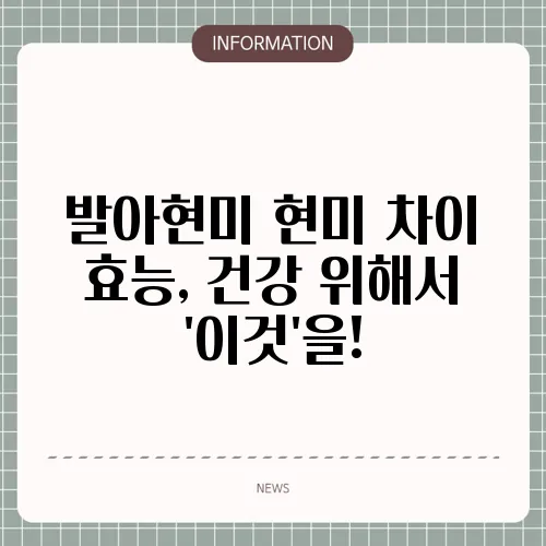 발아현미 현미 차이 효능, 건강 위해서 '이것'을!