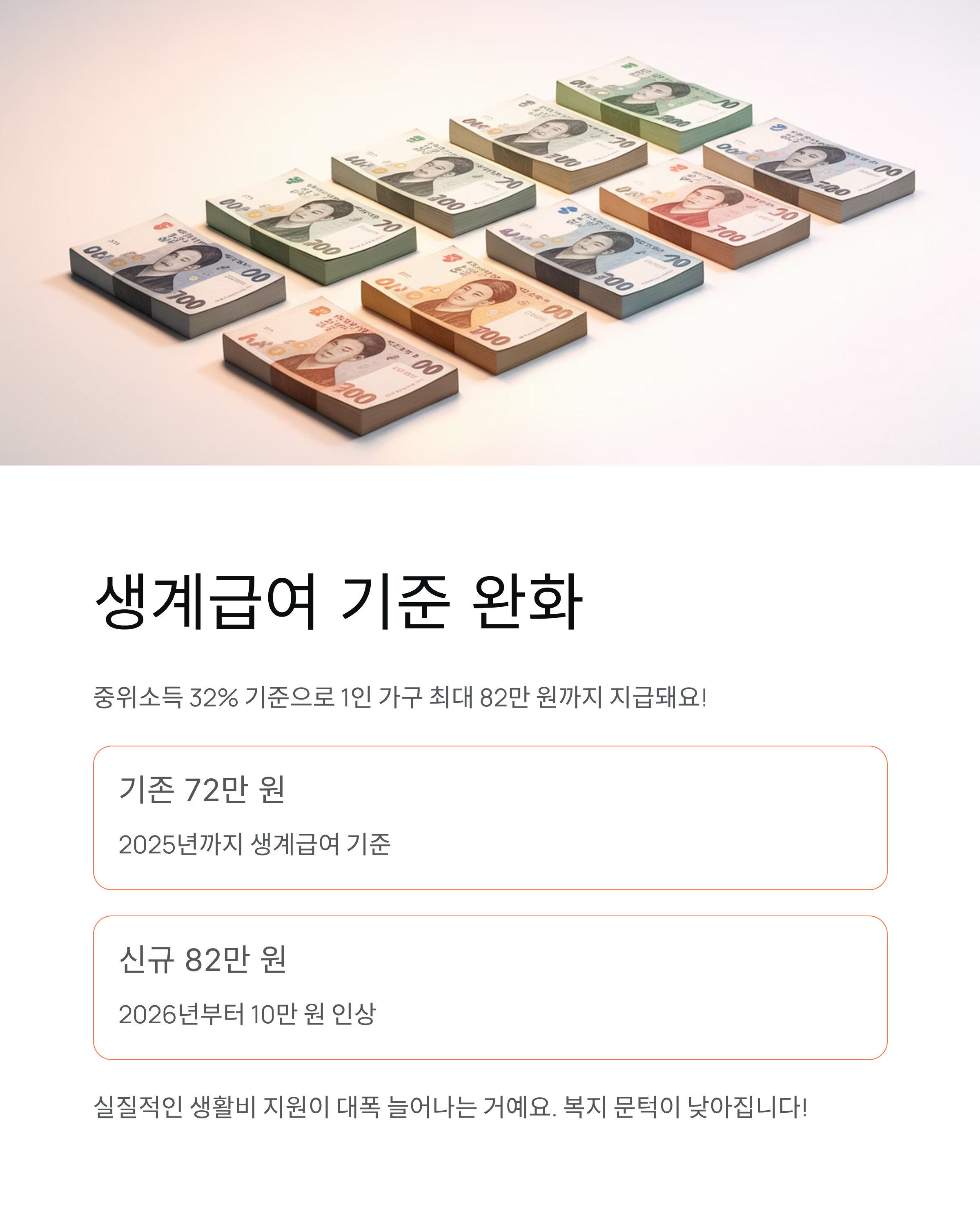 기초생활수급자 2026년 조건 변경 충격! 당신 가족도 혜택받을 수 있을까?