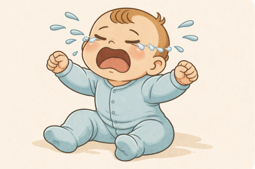 우는 아기 모습 사진