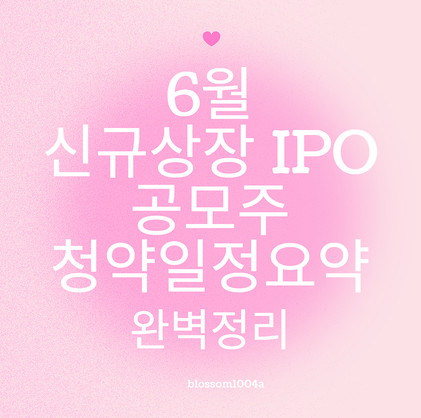 6월 신규상장 IPO 공모주 청약일정요약 완벽정리