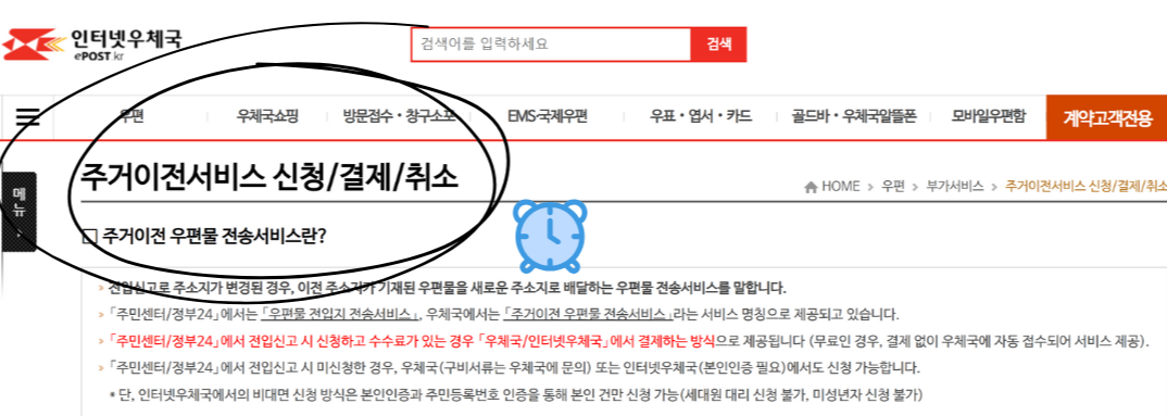 인터넷우체국주거이전우편물전송서비스