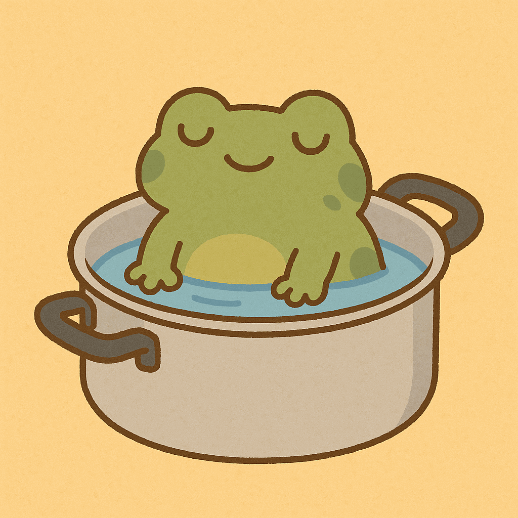 냄비속 개구리 이미지