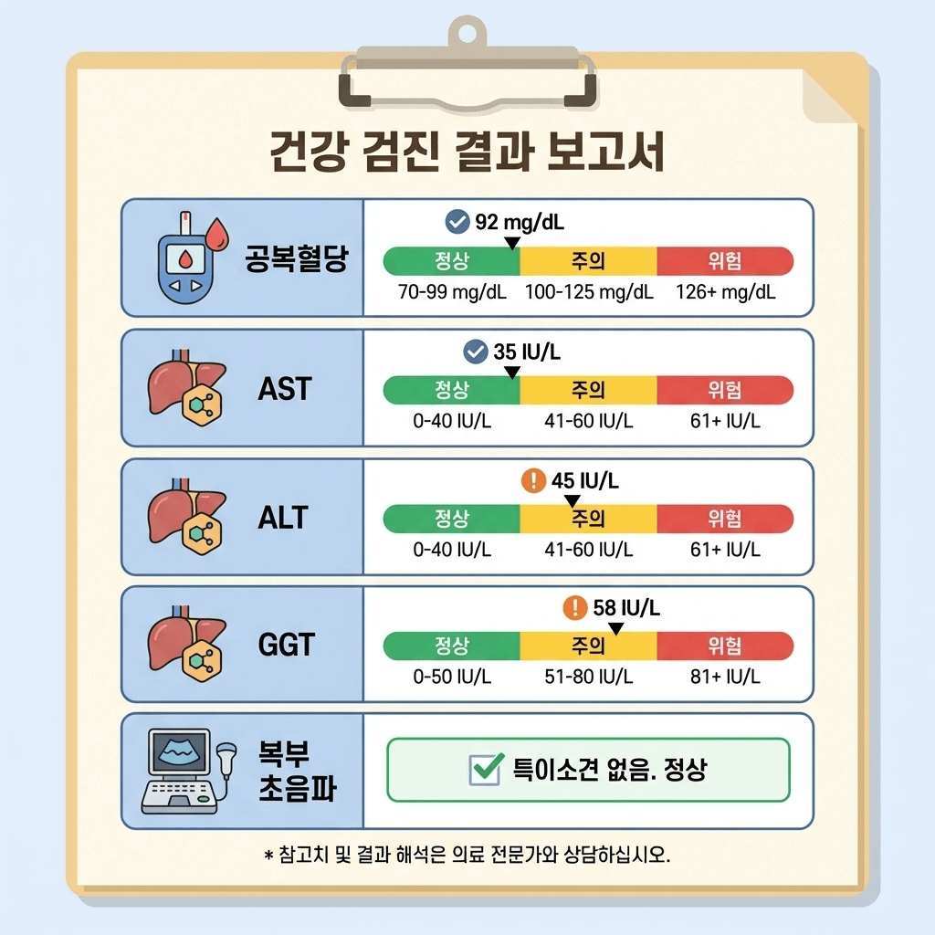 건강검진 결과표의 주요 수치 해석 가이드 테이블