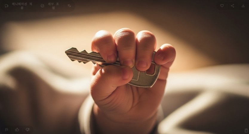 주담대 갈아타기 관련 이미지(아기 손과 집 열쇠)