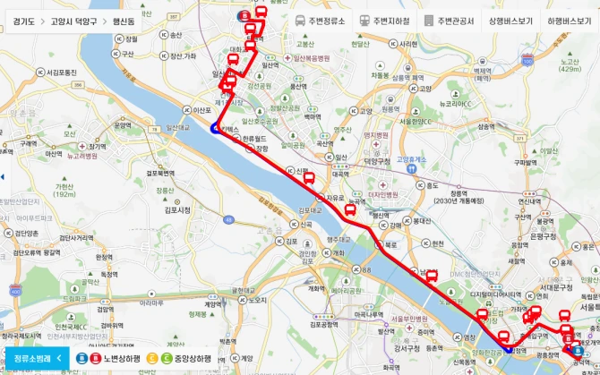 고양시-광역버스-M7731번-광역급행버스-경유지-노선도