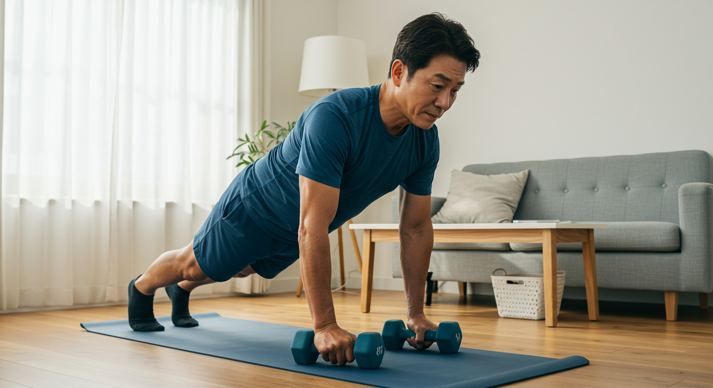 50대의 팔굽혀펴기 사진