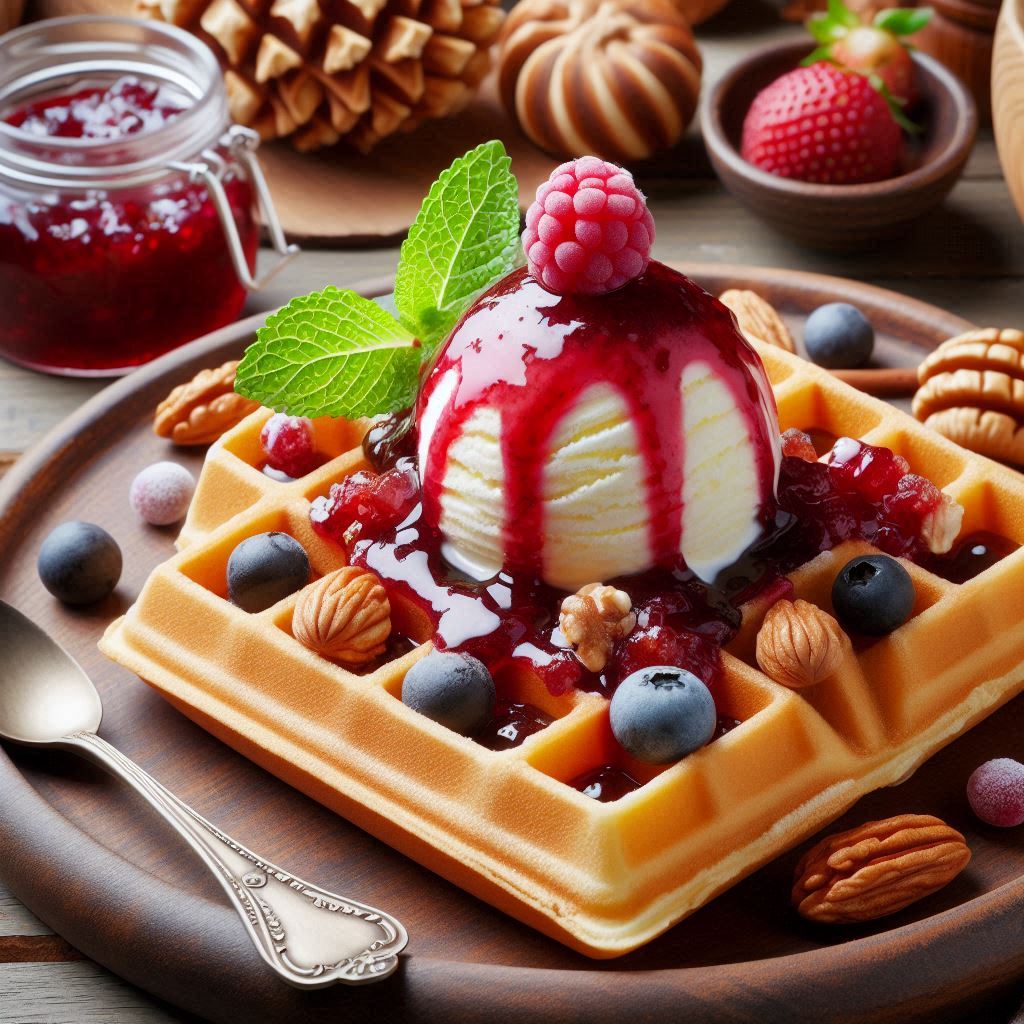 생잼 아이스크림 와플 만들었어요