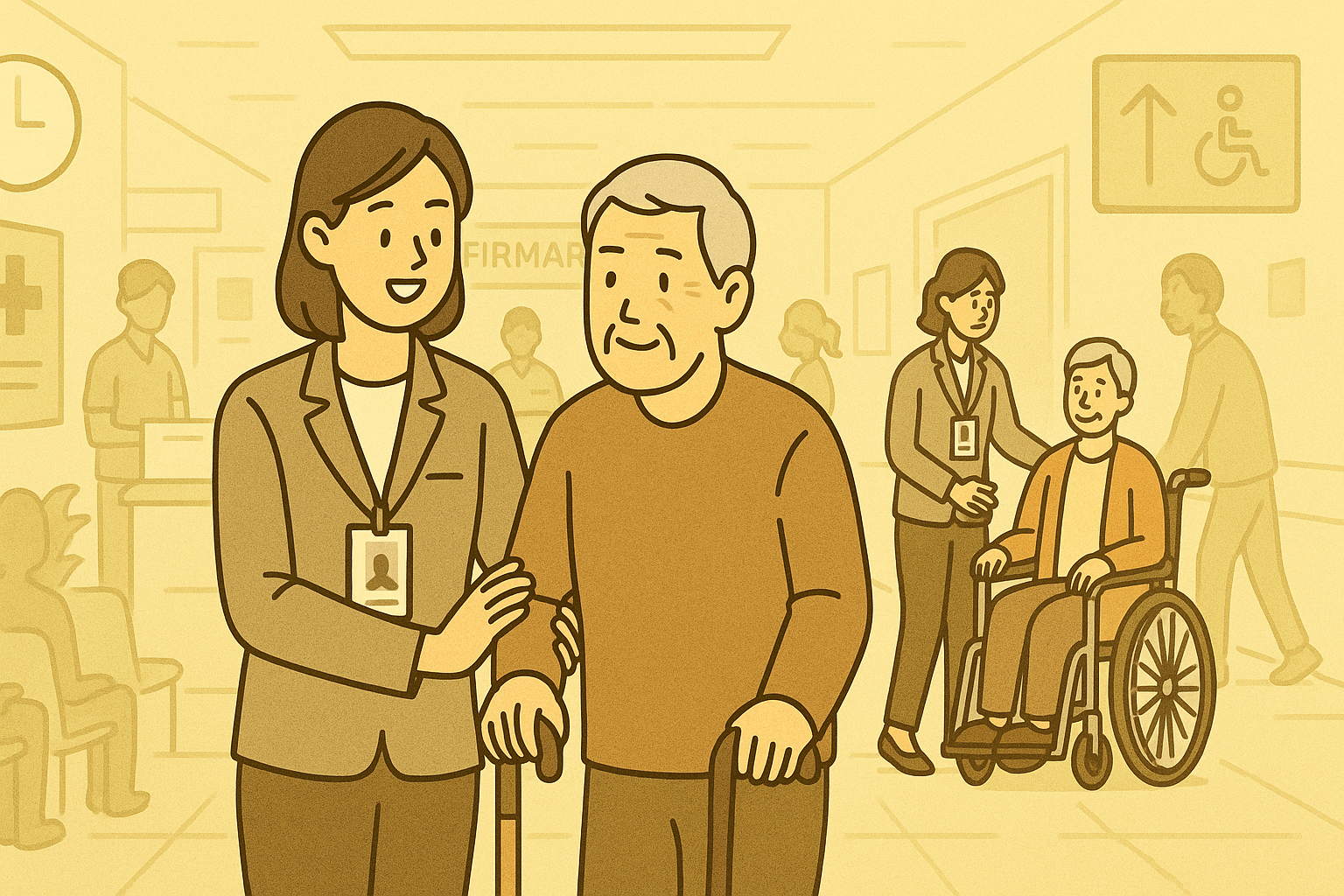 병원 내에서 어르신을 안내하고 동행하는 병원동행매니저들