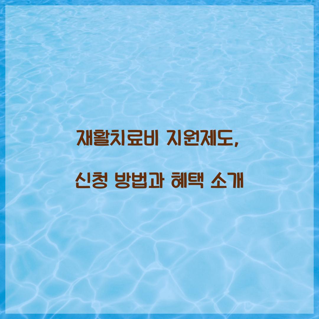 재활치료비 지원제도