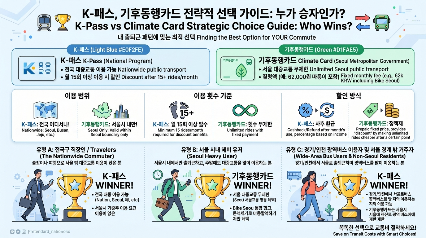 K-패스, 기후동행카드 전략적 선택 가이드: 누가 승자인가?