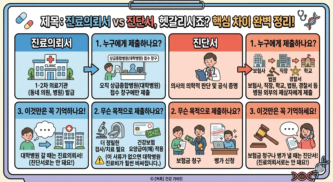진료의뢰서 VS 진단서 차이 비교