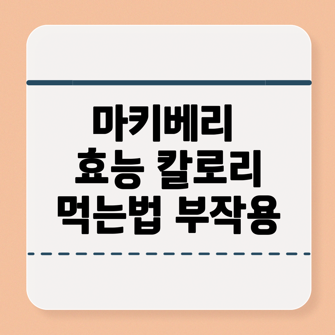 마키베리 효능과 칼로리 먹는법 부작용