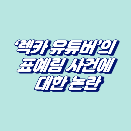 ‘렉카 유튜버’의 표예림 사건에 대한 논란