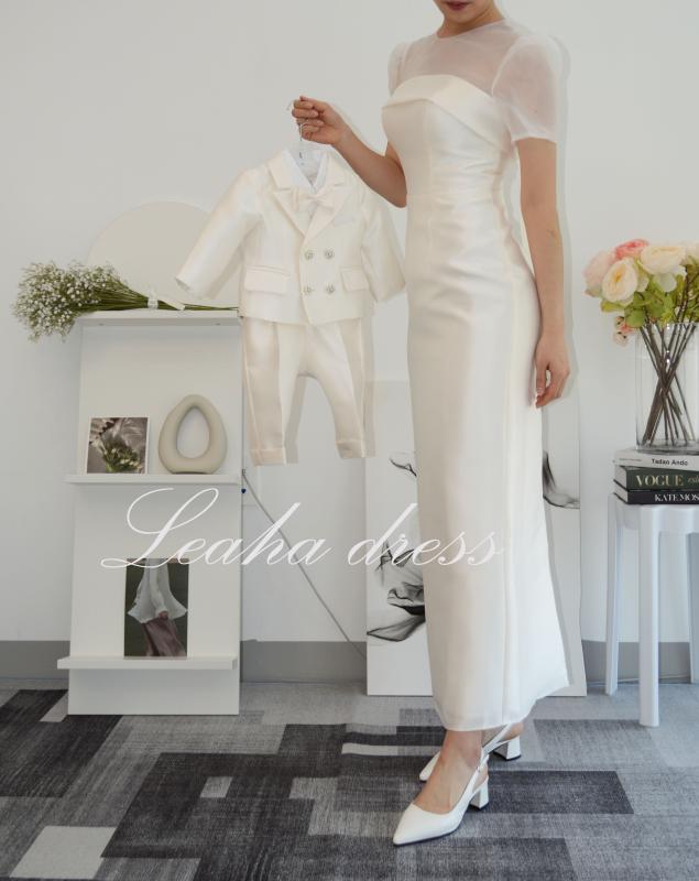 H라인 새틴 드레스 돌잔치 맘드레스 피로연 드레스 대여