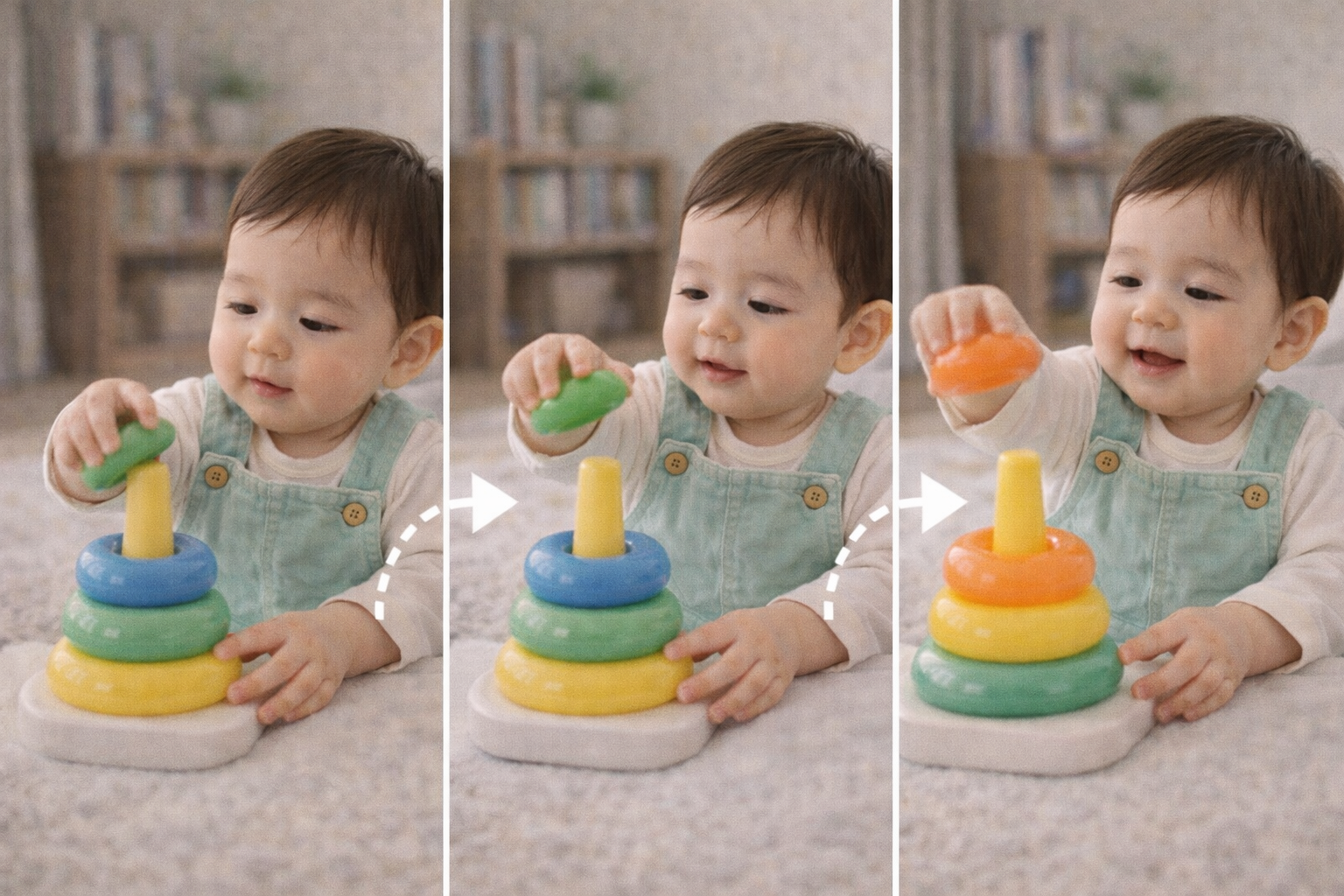 영아전환기 같은 놀이를 반복하며 탐색하는 아기 모습