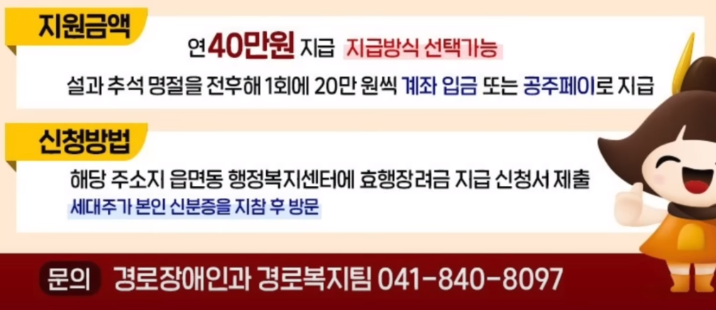 2023 추석 효행 장려금