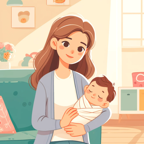아기를-안고-있는-엄마의-모습을-그린-만화
