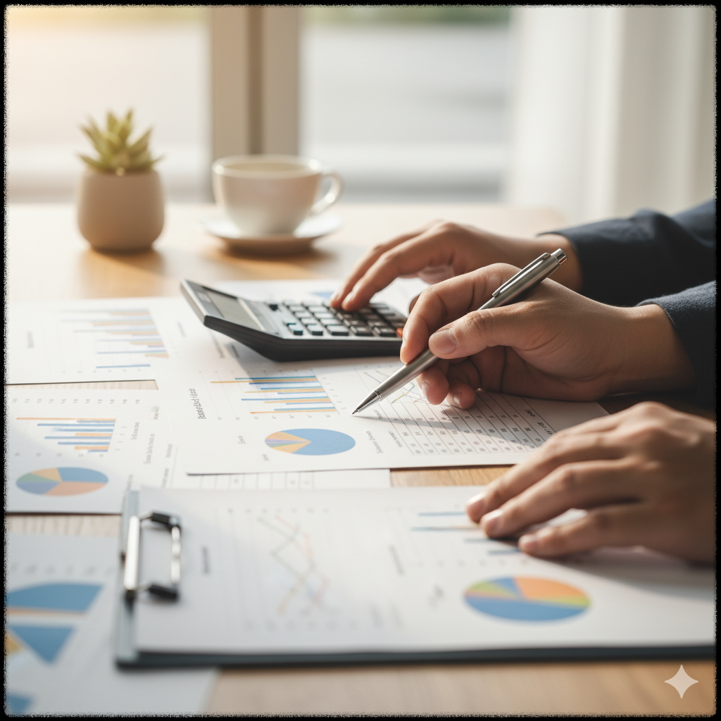 전문가와 상담 후 보험을 비교 체크하는 모습