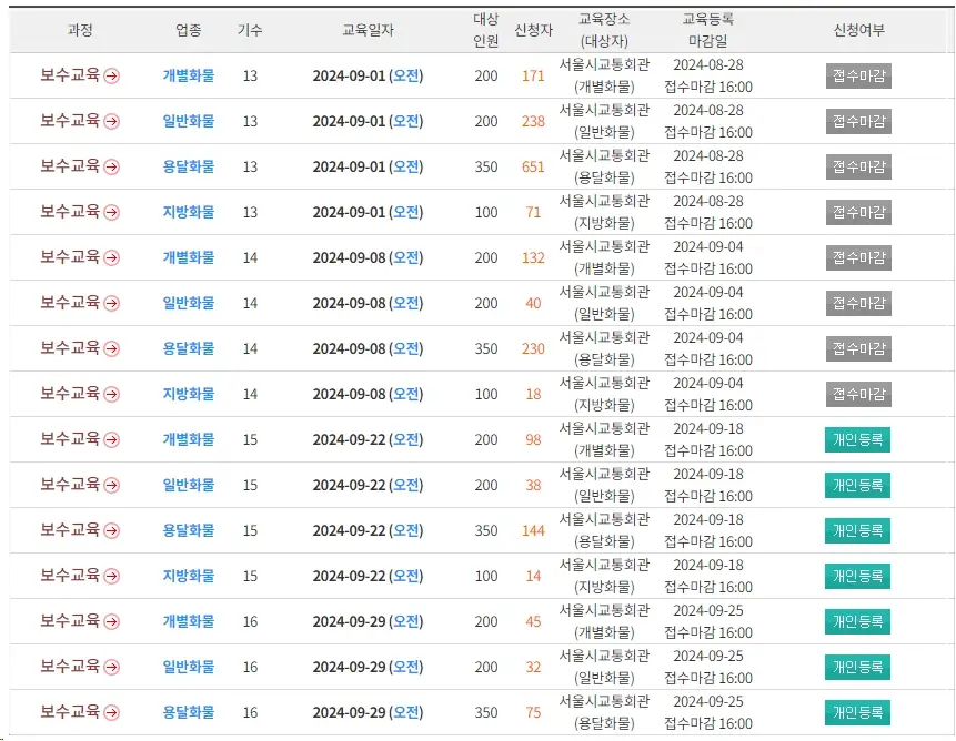 서울-화물운송-운전자-보수교육-일정-온라인-예약-방법