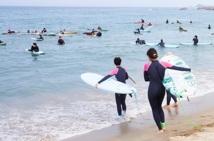 떴다 고여사 국가대표 박수진 프로에게 서핑 입문 경험자 배우는 곳 강습, 풀파티, 루프탑, 라운지 양양 죽도해변 추천 다시보기