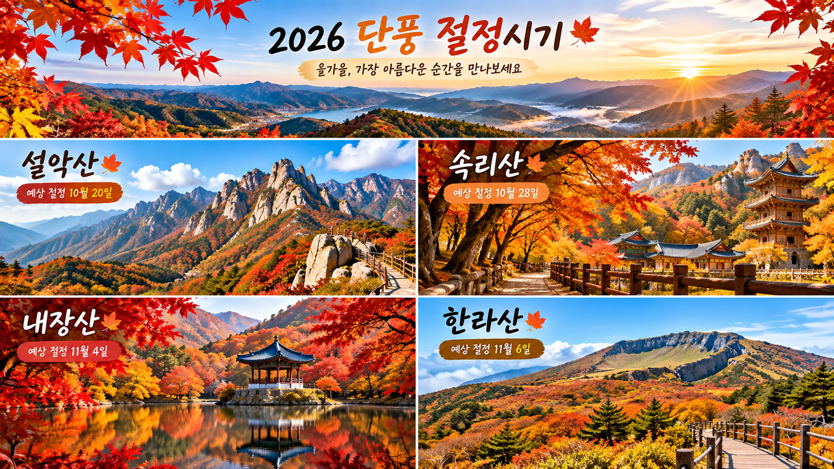 2026 단풍 절정시기 총정리