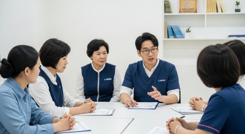 가족요양급여 관련 안내 받는 보호자