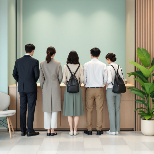 신용회복위원회로-보이는-사무실에-여러사람이-대출을-알아보려고-모여있음