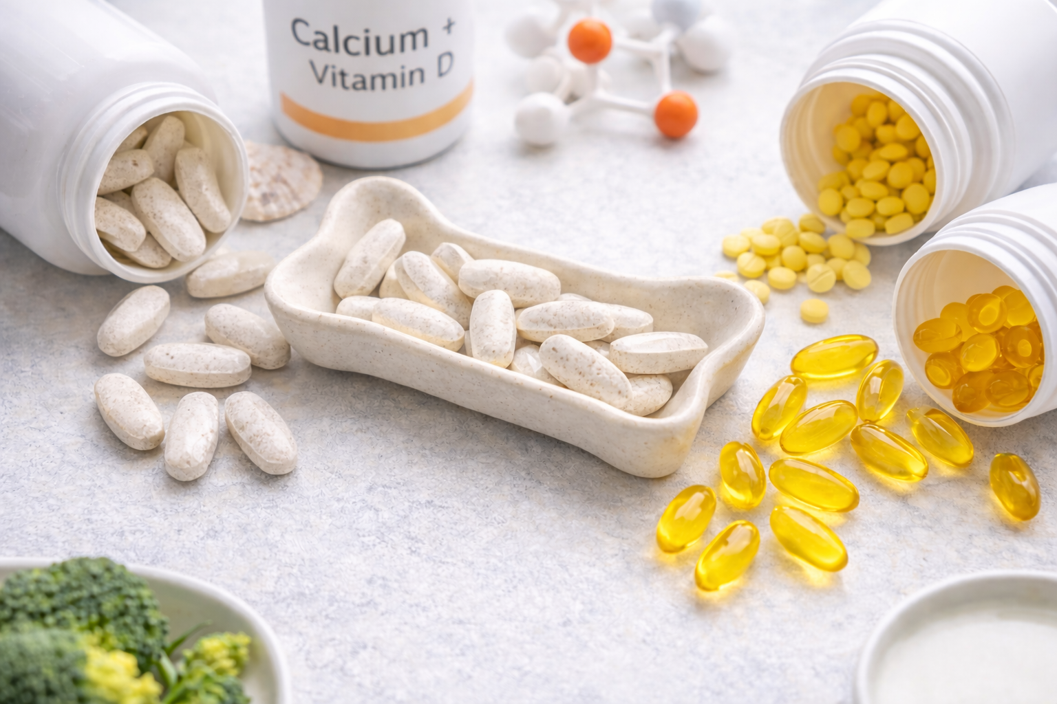 골다공증 치료 약 영양제 칼슘 비타민D 뼈 건강 이미지