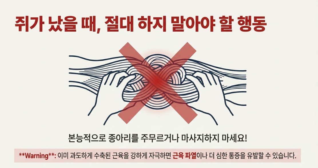 다리 쥐 났을 때 절대 하지 말아야 할 행동
