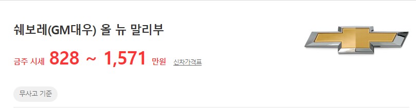 올뉴 말리부 중고차 시세