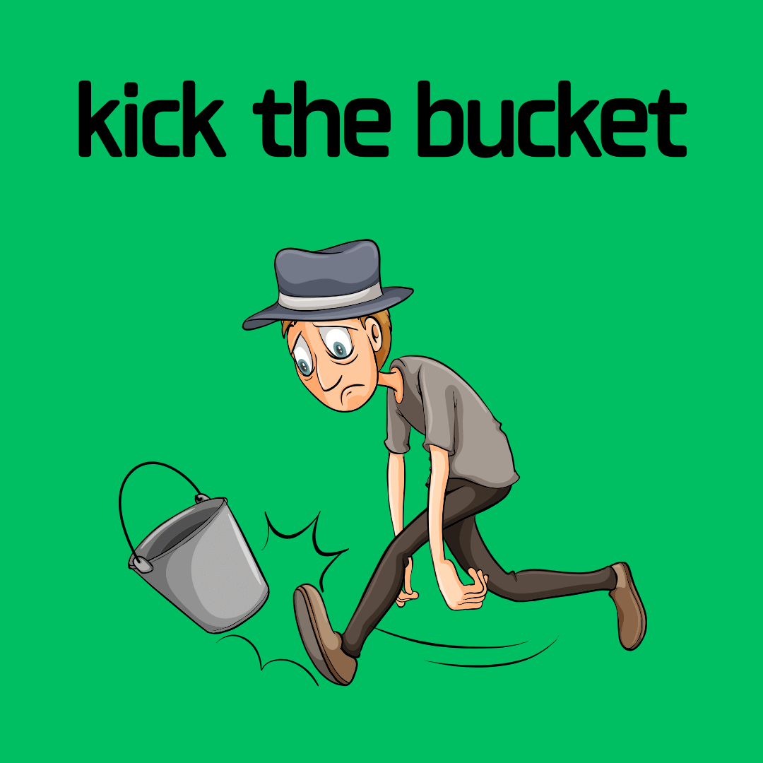 Kick the bucket 표현의 유래를 설명하는 이미지
