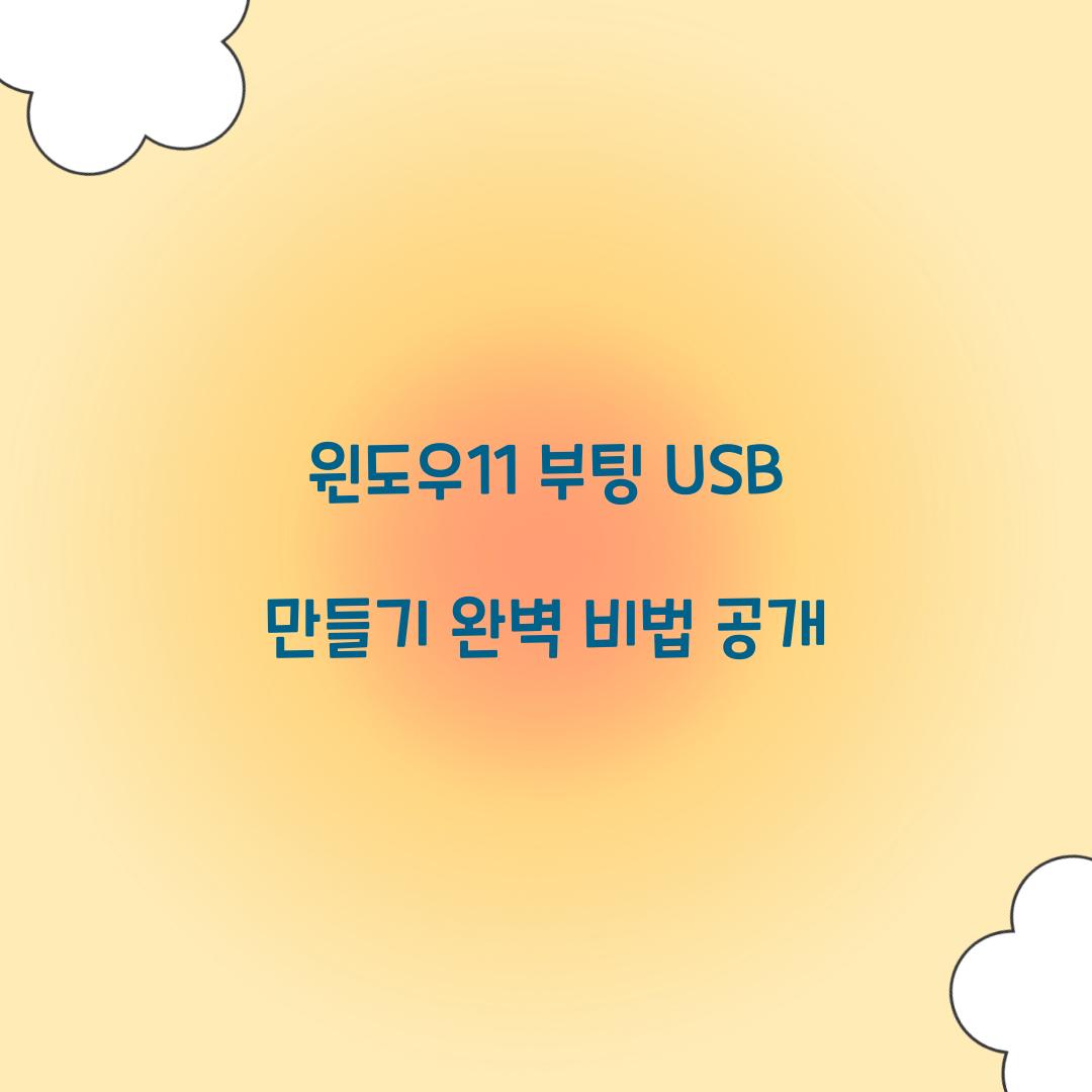 윈도우11 부팅 USB 만들기