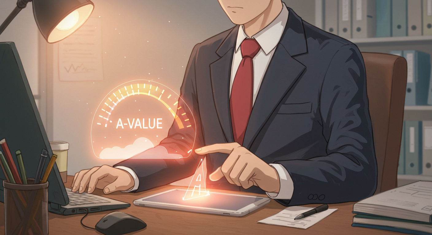 2025년 A값 기준을 확인하는 직장인의 모습