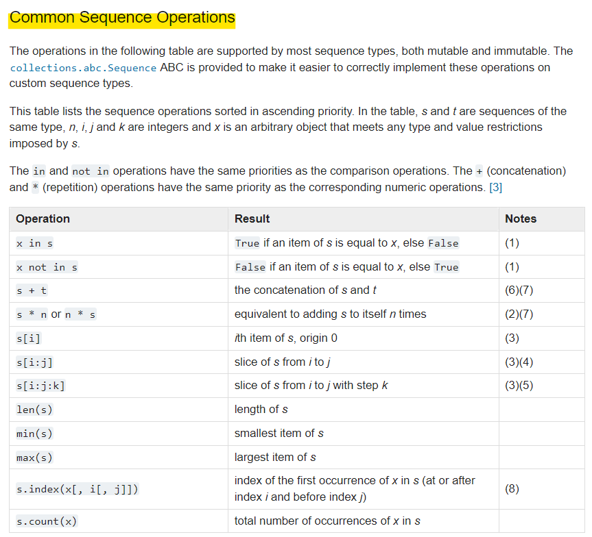 Common Sequence Operations