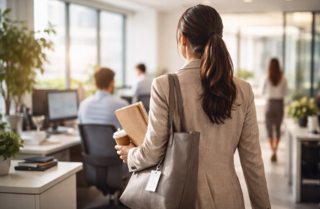 회사에 복귀하는 직장인 사진