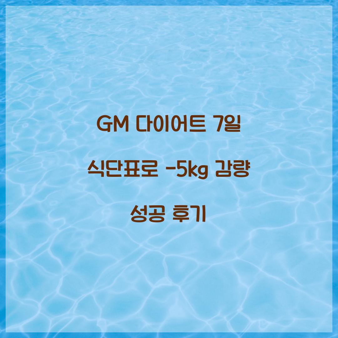 GM 다이어트 7일 식단표