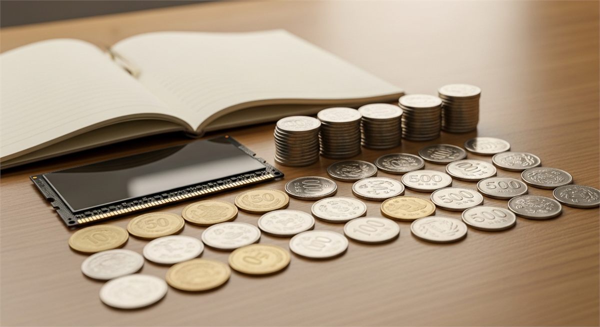 반도체 칩과 동전을 함께 놓아 밸류 부담을 상징한 장면 