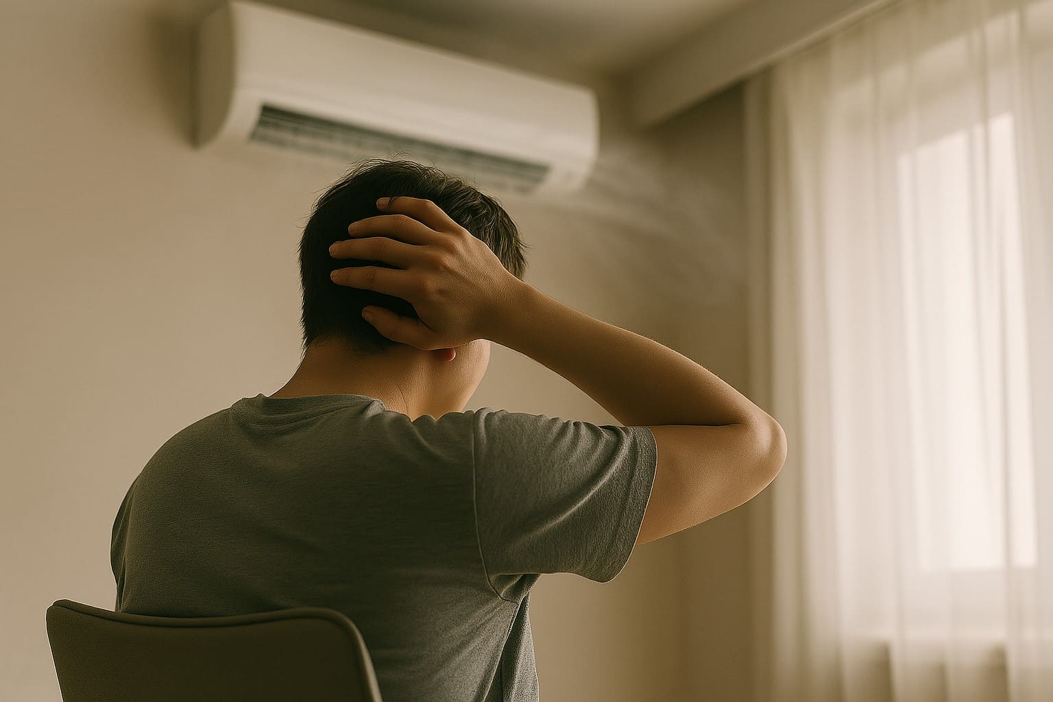 냉방병으로두통이있는사람이미지