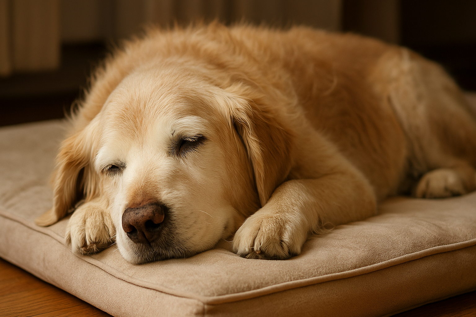 노령견이 잠자는 모습의 사진
