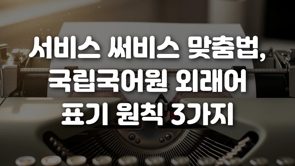 서비스 써비스 맞춤법 국립국어원 외래어 표기 원칙 3가지
