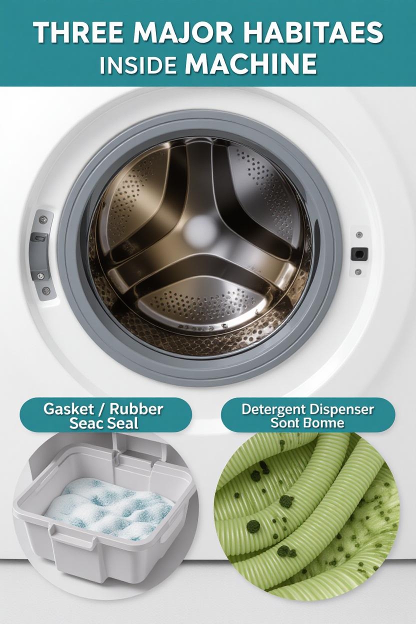 곰팡이가 잘 자라는 몸체, 세제투입구, 급수호수